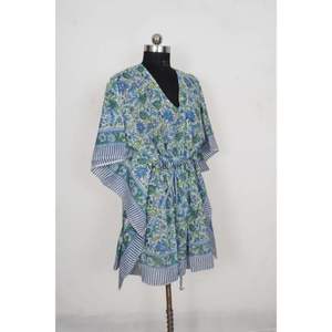 Robes pour femmes à imprimé Bagru indien, robes courtes Kaftan pour femmes, meilleure fabrication de robes pour femmes avec impression au bloc à la main - Product Image 6