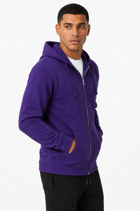 Custom Men Full <b>Zip</b> Hoodie 100% Cotton 350g Thick Fabric Solid Color Premium Winter Streetwear Zipper Hoodie - Product Image 3