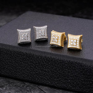 925 Sterling <b>Silver</b> Moissanite Diamond Square Stud <b>Earrings</b> Geometric Sparkling Design Elegant Jewelry For Wholesale Buyers - Product Image 1