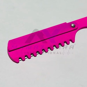 Professional Pink Stainless Steel Swing <b>Lock</b> Thinning Razor Replaceable Blade <b>Hair</b> Trimming Knife Barber Hairdressing Texture - Product Image 3