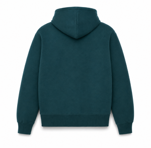 เสื้อฮู้ดดี้สีเขียวอมฟ้าเข้มแบบหนาพิเศษสำหรับผู้ชาย ผ้าฝ้ายฟลีซ 100% มีเชือกผูก กระเป๋าจิงโจ้  รับผลิตแบบ OEM ODM ขายส่ง - Product Image 2