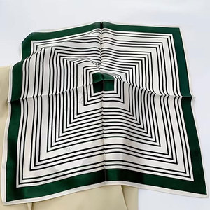 Custom Design Luxury Medium Bandana Premium Quality Outdoor Fishing Unisex Square <b>Silk</b> Scarf Bows Pattern <b>Green</b> White Digital - Product Image 1