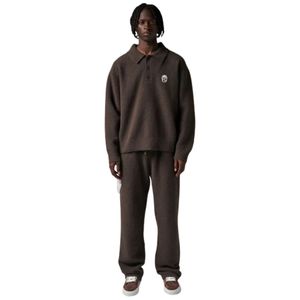 Pull Polo Homme en Maille à Manches Longues Marron Doux Texturé Col Boutonné Décontracté Hiver Mélange Coton OEM - Product Image 6