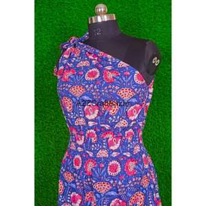 Robe midi moulante sexy à épaules dénudées pour femme, imprimé floral, 100 % coton, avec volants, tissu respirant et écologique pour l'été - Product Image 4