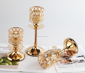 Elegant <b>Tealight</b> Gold Crystal Candlestick Centerpieces Candle <b>Holders</b> for Wedding Decor - Product Image 2