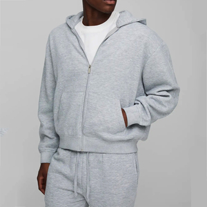 Conjunto de chándal de algodón personalizado para hombre, con sudadera con cremallera completa y pantalones anchos, estilo urbano, talla grande - Product Image 5