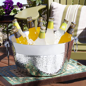 Double Wall Hammered Stainless Steel <b>Ice</b> Bucket With Drop Ring Handles Luxury Party Champagne Wine Beverage Tub For Serving - Product Image 2