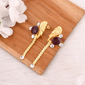 Pendientes de gota con granate, hidro y piedra Polki, chapados en oro, joyería de latón hecha a mano para mujer - Product Image 4