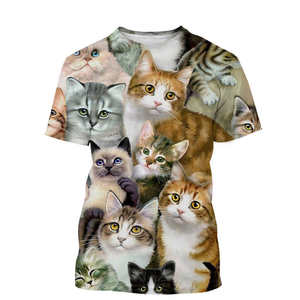 Camisetas Unisex de Verano con Estampado de Gato, Camisetas Casuales de Cuello Redondo y Manga Corta para Hombre, Estilo Hip Hop con Estampado 3D de Animales - Product Image 5