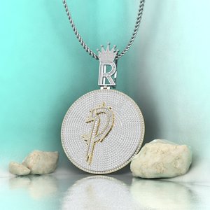 High Quality Hip Hop P <b>Letter</b> Pendant <b>Charm</b> 925 Silver Plated Moissanite Micro Insert Hip Hop Style Unisex Jewelry - Product Image 4