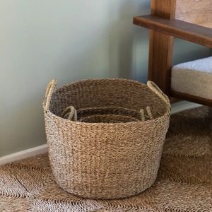 Ensemble de 3 paniers ronds en jonc de mer, faits à la main, paniers de rangement, vente en gros, écologiques, fabriqués au Vietnam - Product Image 4