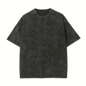 T-shirt Homme Oversize en Coton Délavé à l'Acide, Col Rond, Style Vintage Streetwear, Tendance Mode Décontractée, Tendance du Marché Américain - Product Image 3