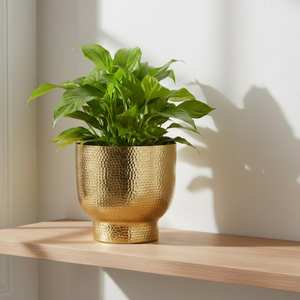 Pot de fleurs minimaliste en métal avec finition lisse, idéal pour les plantes d'intérieur et la décoration moderne de la maison - Product Image 1