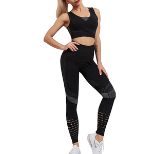 Women's Yoga 2-Piece Set <b>Spaghetti</b> Strap Notched Neckline Polyamide Seamless for Breathable High Waist Full Length - Product Image 4