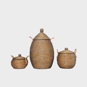 Juego de 3 Cestas Redondas de Seagrass Natural Hechas a Mano, Cestas de Almacenamiento Ecológicas al por Mayor, Hechas en Vietnam - Product Image 1