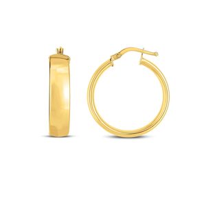 Orecchini a Cerchio in Oro Giallo 14k, Eleganti 6x25mm - Product Image 1