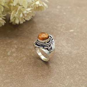 Handcrafted Brass 925 <b>Silver</b> Plated Tiger's Eye Bezel <b>Set</b> Antique Oxidized Boho Statement <b>Ring</b> Daily Wear for Women & Men - Product Image 4