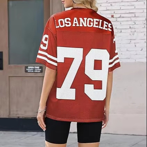 Camiseta Deportiva Y2K de Gran Tamaño, Transpirable, Estampada, Estilo Fútbol Americano, Cuello en V, Manga Corta, para Hombre y Mujer - Product Image 1