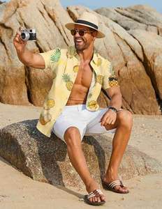 Chemise d'été tropicale pour homme à manches courtes, imprimé floral hawaïen, décontractée, boutonnée, colorée, pour les vacances - Product Image 4