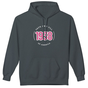 Sudadera con Capucha Gris Carbón con Gráfico Rosa, Bordado Circular, de Forro Polar, Manga Larga, Unisex, Informal, Moda de Invierno - Product Image 1