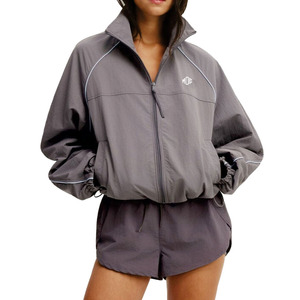 Custom Women Nylon Waterproof Coated Track <b>Jacket</b> Lightweight Reflective Piping Cropped Sports Windbreaker <b>jacket</b> for men - Product Image 5