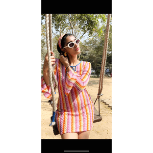 Minivestido de punto con diseño Chevron Pointelle - Product Image 1