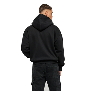 Sudadera con capucha antiarrugas para hombre, color negro, con cremallera, corte ajustado y bolsillos laterales, fabricada en Pakistán. - Product Image 4