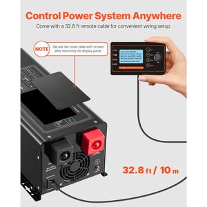 Inverter a Onda Sinusoidale Pura da 2000 Watt con Caricabatterie, Display LCD e Telecomando, da DC 12V a AC 120V per Sistemi Solari 6-12KW - Product Image 5