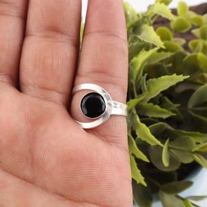 <b>Indian</b> Style Designer Handmade Black Onyx Gemstone Work <b>Ring</b> Jewellery In 925 Sterling Silver Plated <b>Ring</b> For Women And Girls - Product Image 1
