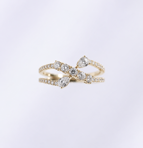 Bague de mariage entrelacée éternelle X Pave avec diamants, en or blanc 14 carats, diamant de laboratoire, cadeau d'anniversaire, alliance fendue - Product Image 4