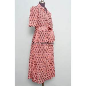 Vestido largo de algodón indio estampado a mano, vestido largo de boda india, ropa de verano para niña, vestido 100% algodón - Product Image 5