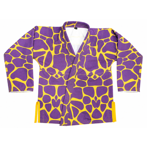 Conjunto de Kimonos de BJJ con Estampado de Jirafa Morado y Amarillo, Chaqueta de Jiu-Jitsu Brasileño MMA, Serigrafiado, 100% Algodón para Adultos Unisex - Product Image 3