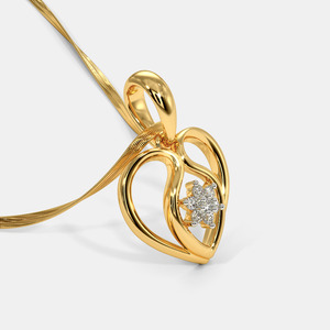 Collar con Colgante de Diamante Cultivado en Laboratorio, Diseño Floral de Corazón Abierto, Oro Amarillo de 14K, con Longitud de Cadena Personalizable - Product Image 4
