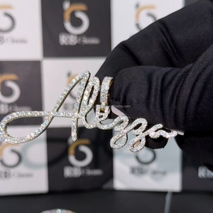 จี้เพชรโมอิสซาไนต์ทรงเหลี่ยมเจียระไนแบบฮิปฮอปชุบทอง 14K สำหรับทุกเพศ พร้อมชื่อสั่งทำพิเศษ - Product Image 3