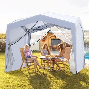 Tenda a baldacchino pop-up con 4 pareti laterali in rete e borsa con ruote - Product Image 5