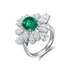 Anillo de Diamantes Ovalados de Platino, Joyería de Compromiso de Lujo para Mujer, Diamantes Naturales con Corte Ovalado, Certificados por IGI - Product Image 2