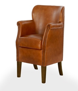 Premium American Arm Chair Genuine Leather Upholstery Strong Wooden Frame Comfortable <b>Seating</b> for Living Room Apartment Outdoor - Product Image 1