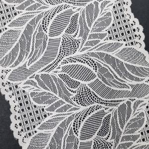 Bande de dentelle élastique personnalisée en nylon et élasthanne, motif floral, couleur personnalisable, légère, extensible, 20 cm, tricotée chaîne, pour lingerie - Product Image 2