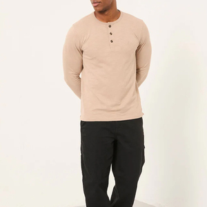 Camiseta Henley térmica de fabricación profesional para hombre, proveedor directo de fábrica, ropa informal, camiseta de manga larga para hombre - Product Image 2