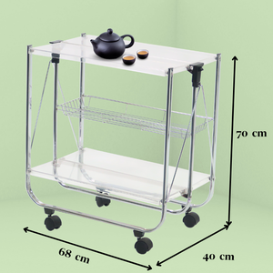 รถเข็นอาหารทรงรีพับได้มีพื้นผิวโครเมี่ยม - Product Image 2