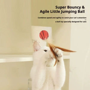 Jouet pour chat léger et rebondissant en forme de plume, en mousse EVA durable avec queue en plumes intégrée, style balle de sport pour stimuler l'instinct de chasse - Product Image 5