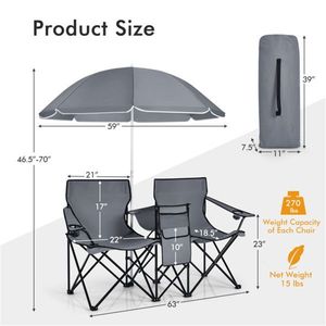 Sedia da Campeggio con Ombrello, Leggera e Pieghevole, per Pesca/Spiaggia, Piscina, Parco, Camera da Letto, Viaggi e Altre Applicazioni - Product Image 4