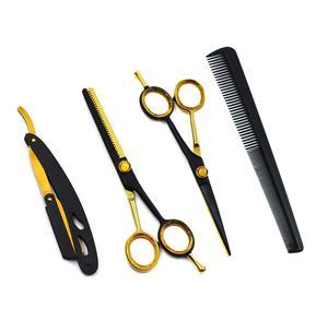 Ensemble de ciseaux professionnels pour couper les cheveux, ciseaux droits et affûtés, kit de coiffure pour barbier, 11 pièces, rasoir, peigne, brosse de nettoyage, étui en cuir - Product Image 3