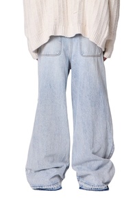 Jean en denim déchiré bleu moyen pour homme, 100 % coton, taille mi-haute, coupe ample décontractée, style streetwear vintage - Product Image 4