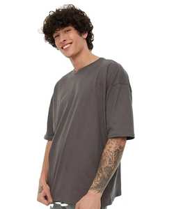 เสื้อยืดผู้ชายทรงปกติ ผ้าฝ้าย 100% สีเทาล้วน แขนสั้น คอกลม สไตล์ลำลอง ผ้าเจอร์ซีย์ถัก โลโก้ด้านหน้า ระบายอากาศได้ดี เป็นมิตรกับสิ่งแวดล้อม - Product Image 1
