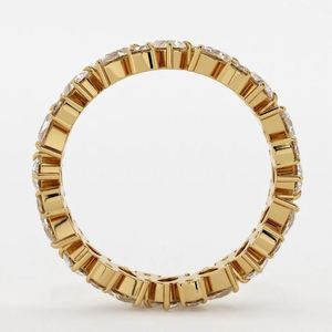 Anillo de Boda de Lujo Certificado con Moissanita de Corte Pera en Banda Agrupada, Engaste de Garras Geométrico, Plata de Ley 925 Bañada en Oro - Product Image 3