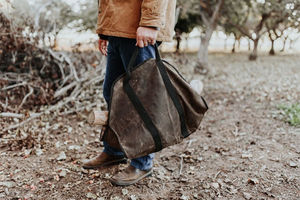 Porte-bûches en toile cirée pour grand format, pour le transport de bois de chauffage, avec poignées en cuir pour le rangement et le transport du bois - Product Image 2