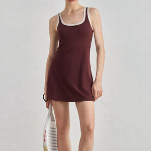 Robe de tennis sans manches pour femme, compression, avec short intégré, séchage rapide, fabricant OEM - Product Image 1