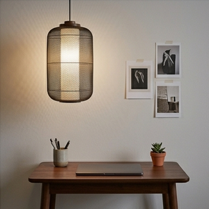 Modern <b>Black</b> Rattan Bamboo Pendant Light Cylinder <b>Lantern</b> Chandelier Ceiling Lamp For Living Room Hotel Bali Handcrafted Fixture - Product Image 2