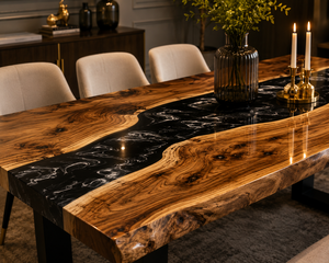 Luxury Epoxy Resin <b>Kitchen</b> Dining <b>Table</b> Solid Walnut Wood River <b>Table</b> Handmade Statement Furniture Elegant <b>Bar</b> Slab - Product Image 3